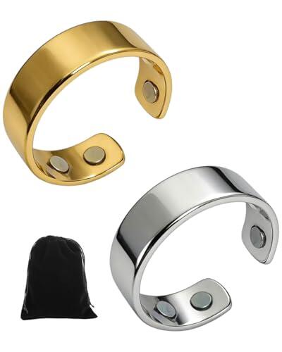 ZKUNL 2 piezas Genérico Anillo,bienestar magnético original anillo bienestar original,para hombres menopausia para hombres,acero inoxidables abiertos ajustables