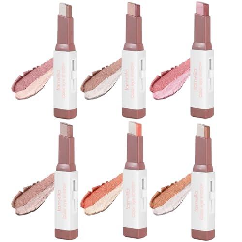 6 lápices de sombra de ojos con purpurina, lápiz de sombra de ojos bicolor resistente al agua de larga duración, lápiz de sombra de ojos con brillo de doble color 2 en 1
