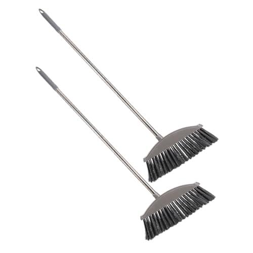 SHINEOFI Escoba para Limpieza del Hogar 2 Piezas con Mango de Metal Resistente y Cerdas Duras, Escoba Reutilizable de Acero Inoxidable para Barrer Basura en Pisos de Madera, Azulejos
