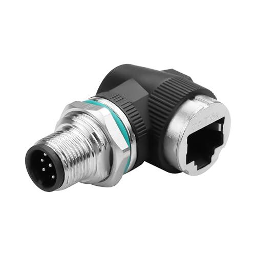 CERRXIAN Adaptador RJ45 a M12 de 4 pines, conector hembra M12 de 4 pines a Ethernet RJ45, IP68 impermeable, para sistemas de automatización, Plug and Play (L-8 pines macho)
