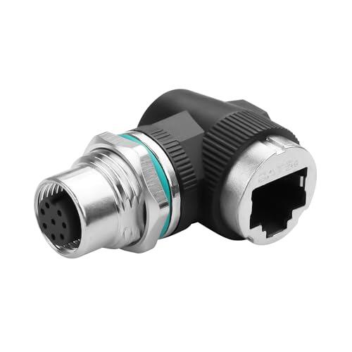 CERRXIAN Adaptador RJ45 a M12 de 4 pines, conector M12 hembra de 4 pines a Ethernet RJ45, IP68 impermeable, para sistemas de automatización, Plug and Play (L-8 pines hembra)