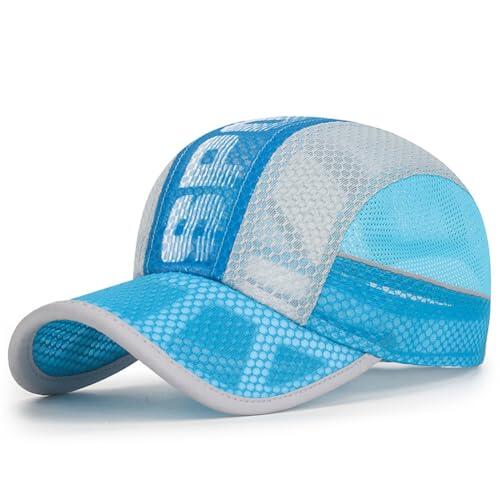 iNszkoos Gorra de béisbol de malla de secado rápido para niños de 5 a 12 años, para golf, tenis, visera solar, gorra de verano para exteriores, Lago Azul, Talla única