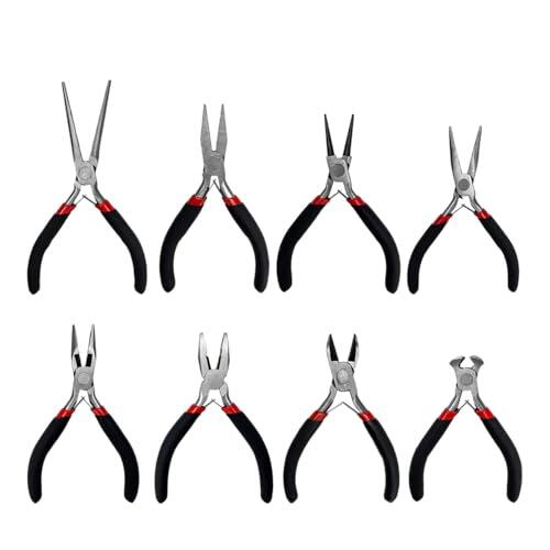 Ticha Juego de 8 alicates de joyería, kit de herramientas de fabricación profesional con bolsa de almacenamiento, adecuado para hacer joyas y reparaciones de bricolaje