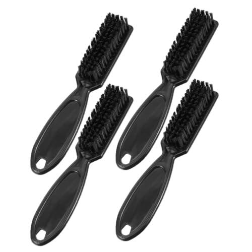 Cabilock Cepillo de Peluquería 4 Piezas Cerdas Suaves de Nailon, Mango Negro, para Limpieza Eficaz de Restos de Cabello en Herramientas de Corte, Adecuado para Uso Doméstico y Salón