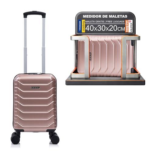RAYKONG Maleta de Cabina ABS 40x30x20(24L)|Capacidad Maxima| Equipaje de Mano con Ruedas Desmontables para Ryanair | Vueling | EasyJet - RosaDorada