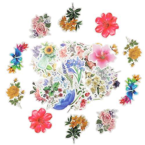 Cabilock 100 Pegatinas Decorativas de Flores para Laptop y Equipaje, Adhesión Firme y Material PVC Resistente para Decoración DIY y Manualidades