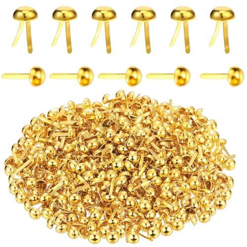 TEOZBLU 200 Piezas Encuadernadores (8x16mm) | Sujetadores Papel Scrapbooking | Para Escuela & Oficina (Oro)