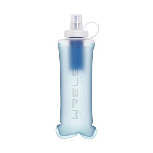 WRELS Botella de filtro de agua plegable, termo suave ultraligero de 500 ml con filtro para camping, senderismo, mochileros, trail running