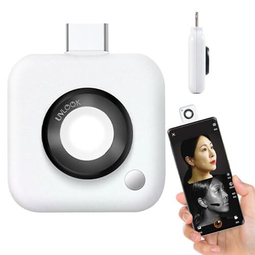 UVlook - Cámara UV para prueba de protector solar, portátil, para smartphone, protección solar, tipo de visualización para interfaz IOS/Tipo C (B1 (para una persona 15-17), color blanco perla)