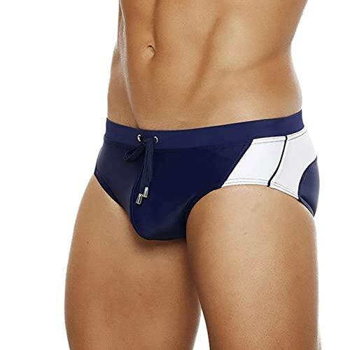 Genérico Bañador Slip Hombre con Relleno Surf Color Bloque Bañador Hombre Slip Sexy Cintura Baja Natacion Ropa de Baño Briefs Cordón Piscina Bañadores Slips para Deportivo Playa (WH3, M)
