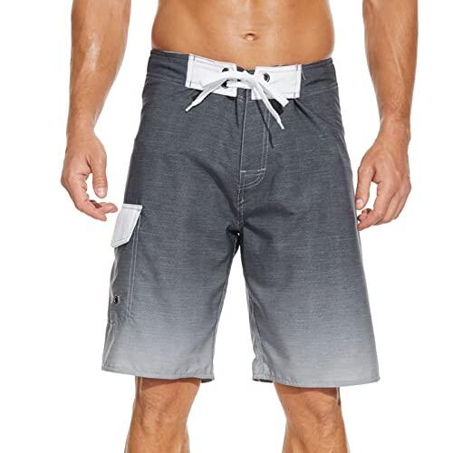 Traje de Baño Hombre Largo Ancho Bañador Hombre Bermuda Natacion Talla Grande Deportivo Short de Baño con Cordón Casual con Bolsillos Playa Bañador Corto para Piscina Surf (Grey, 38)