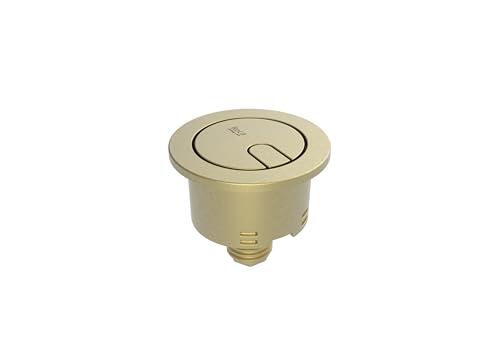 Kit pulsador de descarga Plus D8 Ø48 mm en acabado oro cepillado. Recambio para mecanismo de cisterna con diseño elegante y medida de diámetro 48 mm. Referencia AH00112VAR.
