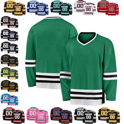 Camiseta Hockey Personalizada Hombre y Mujer, Jersey de Hockey sobre Hielo con Número y Nombre, Tejido Mesh Transpirable, 40 Colores, Personaliza Team Name/Your Name, Tallas S-5XL para Equipos