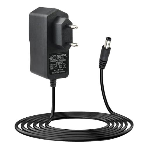 Adaptador de Corriente 12V 2A, Fuente de Alimentación AC 100–240V con Conectores 5,5x2,5mm, para Tiras LED, Cámara, Router, TV Box, Monitor LCD, Discos Duros Externos