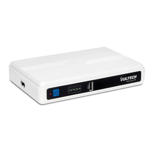 VulTech UPS60PWTC-DC Mini UPS 4350 mAh 60 W 0 ms Sistema de alimentación ininterrumpida portátil para Router inalámbrico módem cámara Power Bank Smartphone USB 2.4 A 12 W + Type-C PD/QC3 45 W + 2 DC