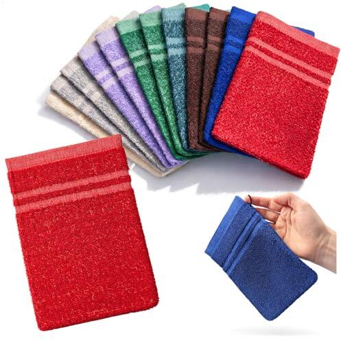 com-four® 12 Manoplas de baño algodón 15,5 x 21 cm – paños Suaves y absorbentes – Accesorios para baño, Ducha, Rostro y Cuidado Corporal (12 Piezas - Colores Surtidos)