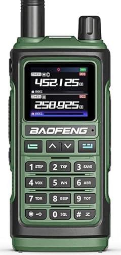UV-17E Pro GPS, Walkie Talkie Impermeable de Largo Alcance, Copia de Frecuencia, Tri-Banda, Tipo-C y Alcance de 16 KM Compatible Baofeng (Verde)