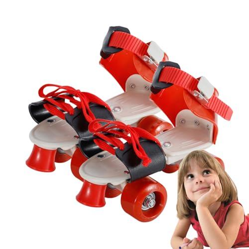 Zapatos con ruedas ajustables - Patines cuádruples con 4 ruedas | Estabilidad de doble hilera, se adapta a sus propios zapatos | Equipo de recreación al aire libre seguro para principiantes, adolescen