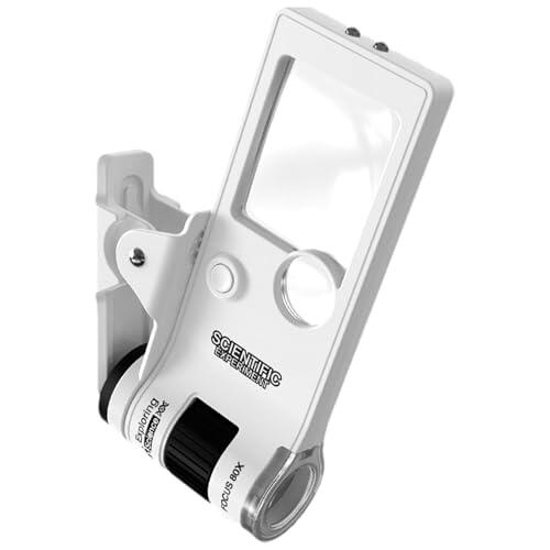 Microscopio de bolsillo: diseño de lupa pequeña iluminada, lupa portátil con zoom de 10x-80x, instrumento científico portátil LED | Herramienta de exploración educativa para niños mayores de 6 años Es