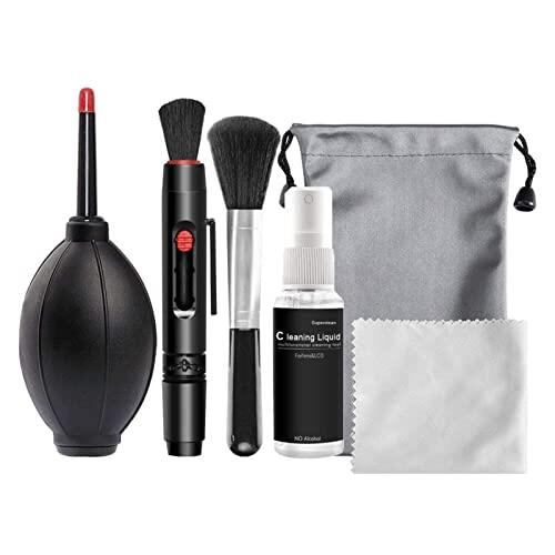 Kit de limpieza profesional de cámara, juego de limpieza de lentes DSLR 6 en 1, sin alcohol, accesorios de limpieza de fotografía portátil con bolsa de almacenamiento para cámara, lente, pantalla