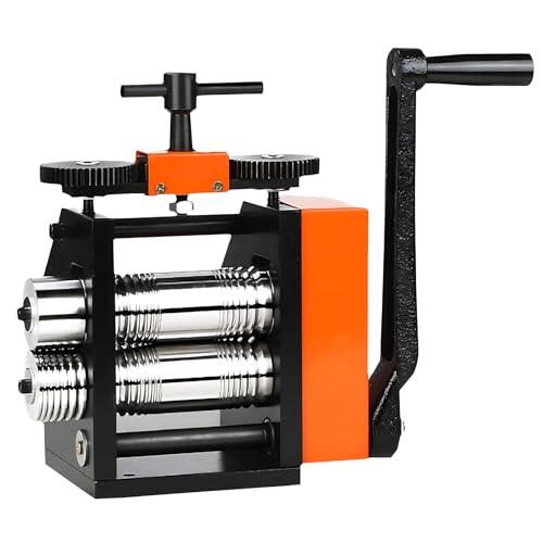 4-in-1 Rolling Mill for Jewelry, 40mm Width Manual Roller Mill with Hand Crank for Metal Stretching, Wire Shaping & Embossing