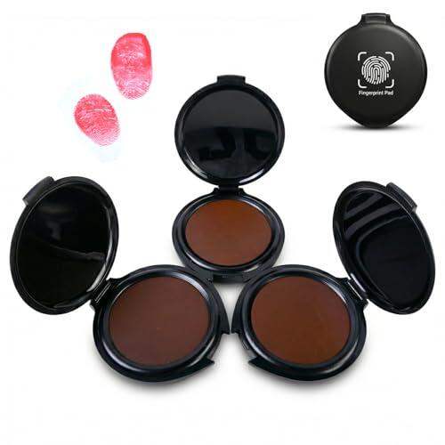 Set de 3 Almohadillas de TampóN Tinta para Huellas Dactilares Profesionales – Tampones Rojos de Secado Rápido Sello Tinta Borrable Portátil para oficina, notaría, contratos e ID