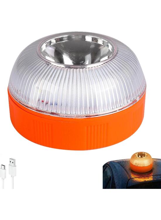 Baliza V16 Homologada Dgt,luz Emergencia Coche Homologado Dgt,Clasificación IP-54 Base Imantada,Resistente Lluvia Y Viento,Apto Para Coches Y Motos(A)