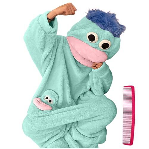 Zuoyue Pijama Monos Cosplay Animal Oversized Traje con Capucha Ropa de Dormir Invierno Hombre Mujer Adulto de Cosplay Ropa Dormir una Pieza para el Salón Fiesta al Libre (2-Blue, M)