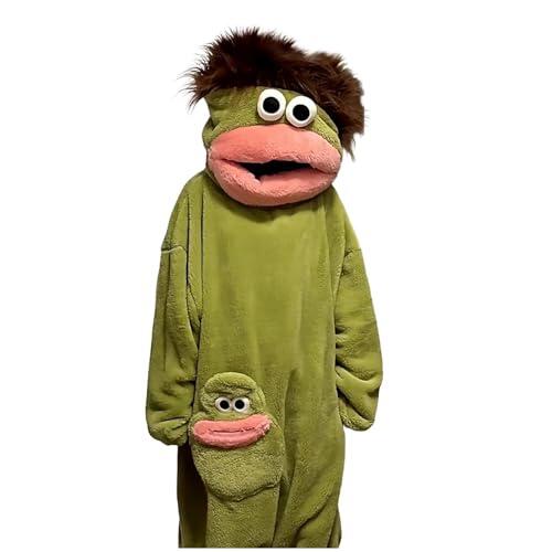 Zuoyue Pijama Monos Cosplay Animal Oversized Traje con Capucha Ropa de Dormir Invierno Hombre Mujer Adulto de Cosplay Ropa Dormir una Pieza para el Salón Fiesta al Libre (1-Green, M)