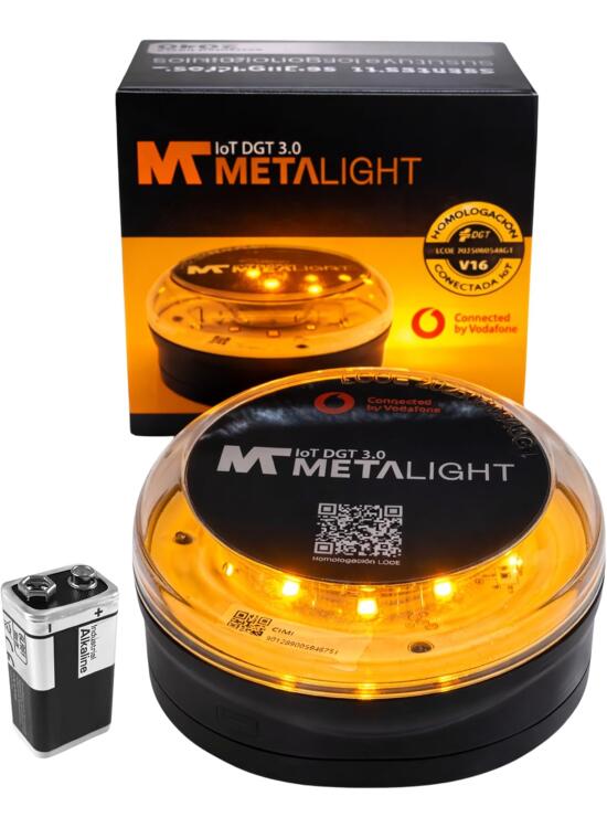 Luz Emergencia V16 Conectada DGT 3.0 Baliza Coche Homologada 2026 Geolocalización Tiempo Real 1 Km Visibilidad Alta Potencia LED Seguridad Carretera Sin Suscripción Datos Incluidos hasta 2040
