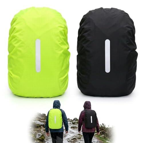 2 Pcs Funda Impermeable Mochila, Mochila impermeable con Tira Reflectante y Correa Elástica Cubierta de Lluvia para Mochilas de 40L a 50L Protector Antilluvia para Senderismo Camping Ciclismo y Viajes