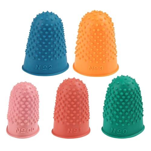 Dedales de oficina - Almohadillas antideslizantes reutilizables | 5 piezas de dedo para manualidades, para cortar, bordar, coser, acolchar, tallar, manualidades, oficina en casa, cajero, quilter