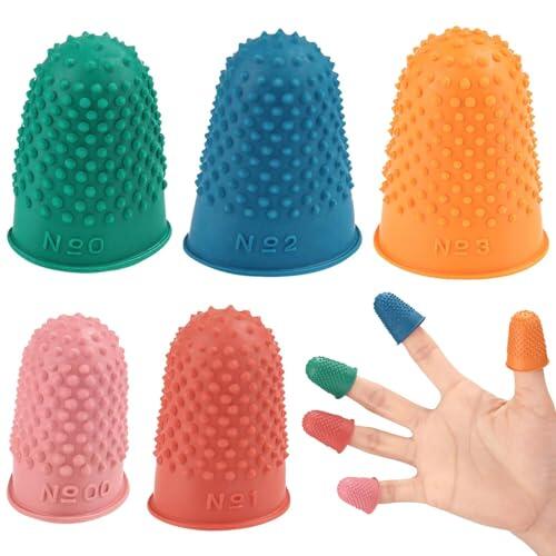 Dedales - Almohadillas antiestáticas reutilizables, 5 piezas de protección para dedos - Para trabajos de papel, corte, conteo, costura, manualidades, tallado, oficina y hogar