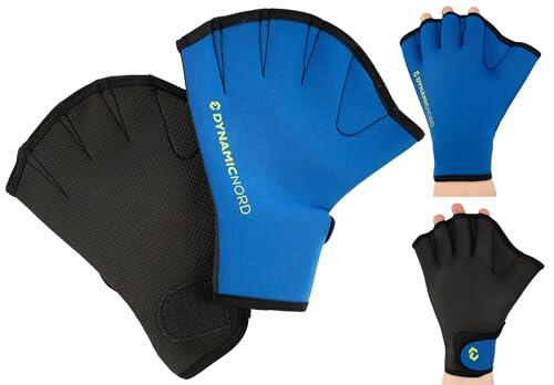 DYNAMICNORD - Guantes de natación de Neopreno Unisex - Neopreno Muy Flexible y cómodo, Cierre de fácilmente Ajustable, fortalecimiento de Brazos y Parte Superior del Cuerpo, Guantes Palmeados