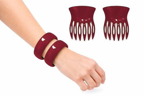 2 Peinetas para el Pelo + 2 Pulseras Flamenca Granate| Peineta Mantilla Niña | Mantilla Peineta Semana Santa French Comb Clips Hair Comb Clip | Accesorios Flamenca Niña | Peinetas flamencas (Granate)