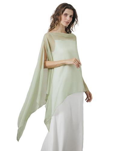 BEAUTELICATE Chal de Crepé Chiffon para Mujer Capa Gasa Fiesta Ligera para Novias Bodas y Vestidos de Noche-Verde Chartreuse
