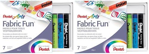 Pentel - Ceras Fabric Fun para uso textil, Caja de 7 colores surtidos (239477) (Paquete de 2)