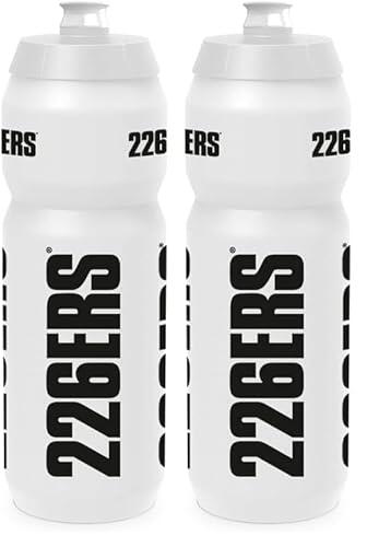 226ERS - Bidón Ciclismo, de Polipropileno y sin BPA, Ligero, con Tirador de Boquilla y Abertura Grande, Fácil de Limpiar, Testado, Color Blanco, 1 x 750 ml (Paquete de 2)