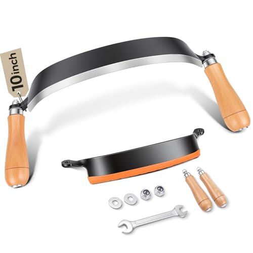 Mvellir Cuchillo de corte de madera de 250 mm, pelador de árboles con cómodo mango de madera, acero de tungsteno, cuchillo de teja, requiere montaje (250 mm, curvado)