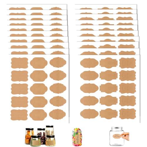 CEJAS 300 Piezas Etiquetas de Papel Kraft Pegatinas, Etiquetas en Blanco de Etiqueta del Papel de Kraft, para Envases para Hornear, Tarro de Comida, Tarro de Mermelada, Cocina
