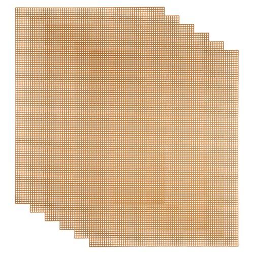 QUARKZMAN 5 Hojas De Malla De Lienzo 10.5 X 13.5 Pulgadas Malla Plástica Para Bordado Manualidades Tejer Y Crochet Proyectos De Bolsos Decoración Del Hogar Café