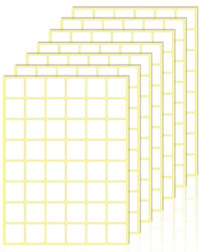 TOZBLEU 2160 etiquetas adhesivas blancas extraíbles 25x25 mm, pegatinas personalizables para organizar alimentos, tarros, carpetas, sobres; ideales para escuela y oficina.