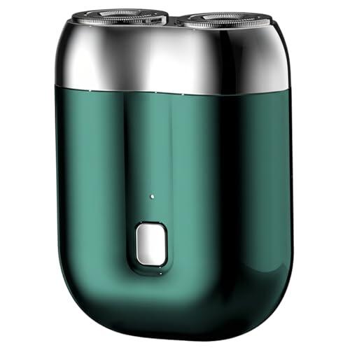 Mini afeitadora Mini afeitadora eléctrica para hombres Afeitadoras de doble cabezal listas para viajar con carga USB Tamaño de bolsillo portátil e impermeable para uso húmedo/seco, verde, viaje