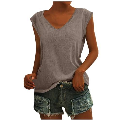 Camiseta de verano para mujer, blusa holgada, ajustada, manga corta, camiseta deportiva, cuello de pico, camiseta, #008, XXL