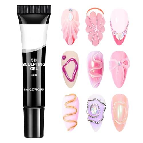 Gel Para Esculpir Uñas, Constructor De Arte De Uñas Transparente 5D, Esmalte De Gel De Moldeo Transparente Para Diseño De Extensiones, Constructor UV Adhesivo Fuerte Para Principiantes, Uso Profesiona