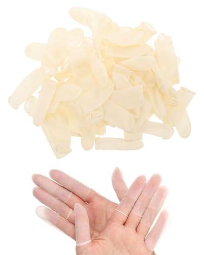 TOZBLEU 100 piezas protectores dedos mano látex, dediles para dedos mano antiestáticos, para belleza, mantenimiento electrónico, pintura, joyería.