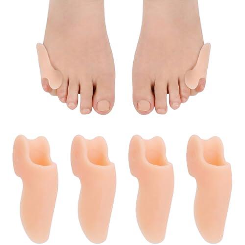 OQKAHIV Almohadillas de Gel para Juanetes Bola, 4 pcs Cojines Amortiguadores Separadores para Dedo Meñique, Corrector de Juanetes, Separador de Juanetes Del Pie, Protector de Juanetes, Tono de piel