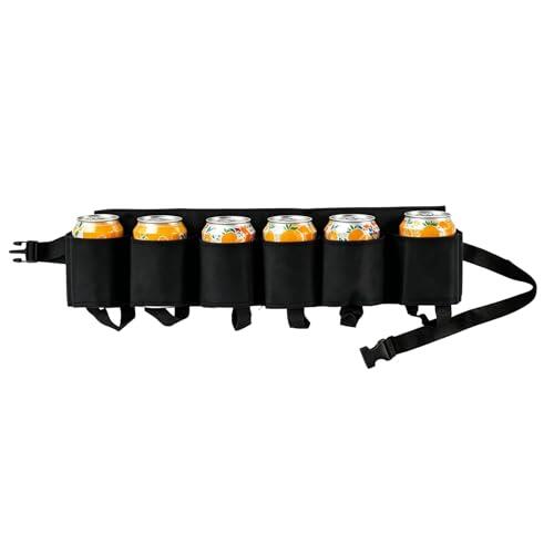Nexaflow Cinturón Porta Cervezas Oxford para 6 Latas o Botellas – Ajustable 70-120cm – Ideal para Camping, Senderismo, Festivales, Barbacoas y Carnaval