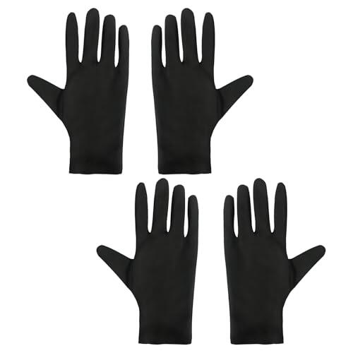 Rumgug 4 guantes de algodón negro engrosado, guantes de tela para inspección de joyas, archivo y gastronomía, guantes de jersey suaves lavables, guantes de trabajo de algodón, 2 pares