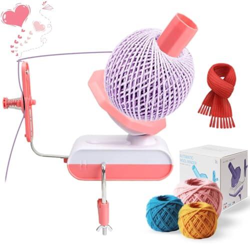 LetCart Bobinadora De Hilo EléCtrica, Devanadora Lana con Velocidad Continua Y Gran Capacidad, Bobinadora Enrollador De Hilos Lana Bola Devanadora De Hilo Ovilladora Manual Rebobinador (Rosa)